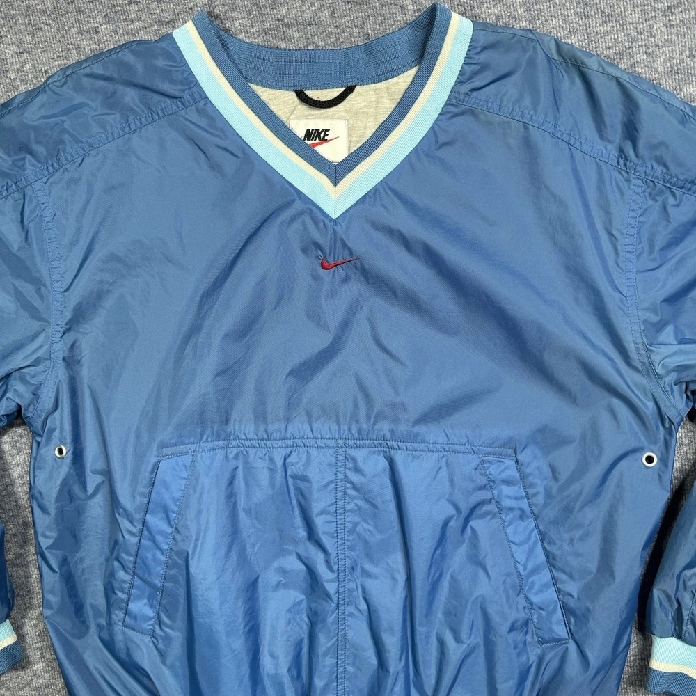 Vintage Nike Windbreaker Pullover V-Neck Blue Mesh Lined Jacket Boys Medium 8-10